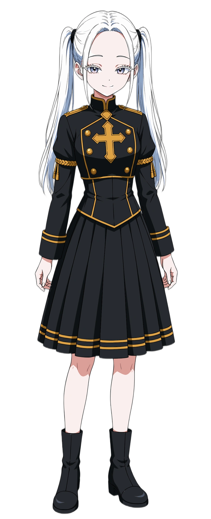 銀髪のツインテールと黒・金の衣装の残念院さん。最新レタッチ版の立ち絵